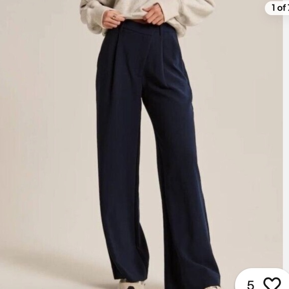 Abercrombie & Fitch Pants - Abercrombie and fitch Tailored Ultra Wide Leg Pants in navy size 4 27